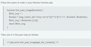 Wordpress First Post Image code